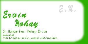 ervin mohay business card